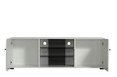 Terrento Modern White High Gloss Large TV Unit with Glass Shelves and Storage - UK Luxury Furniture